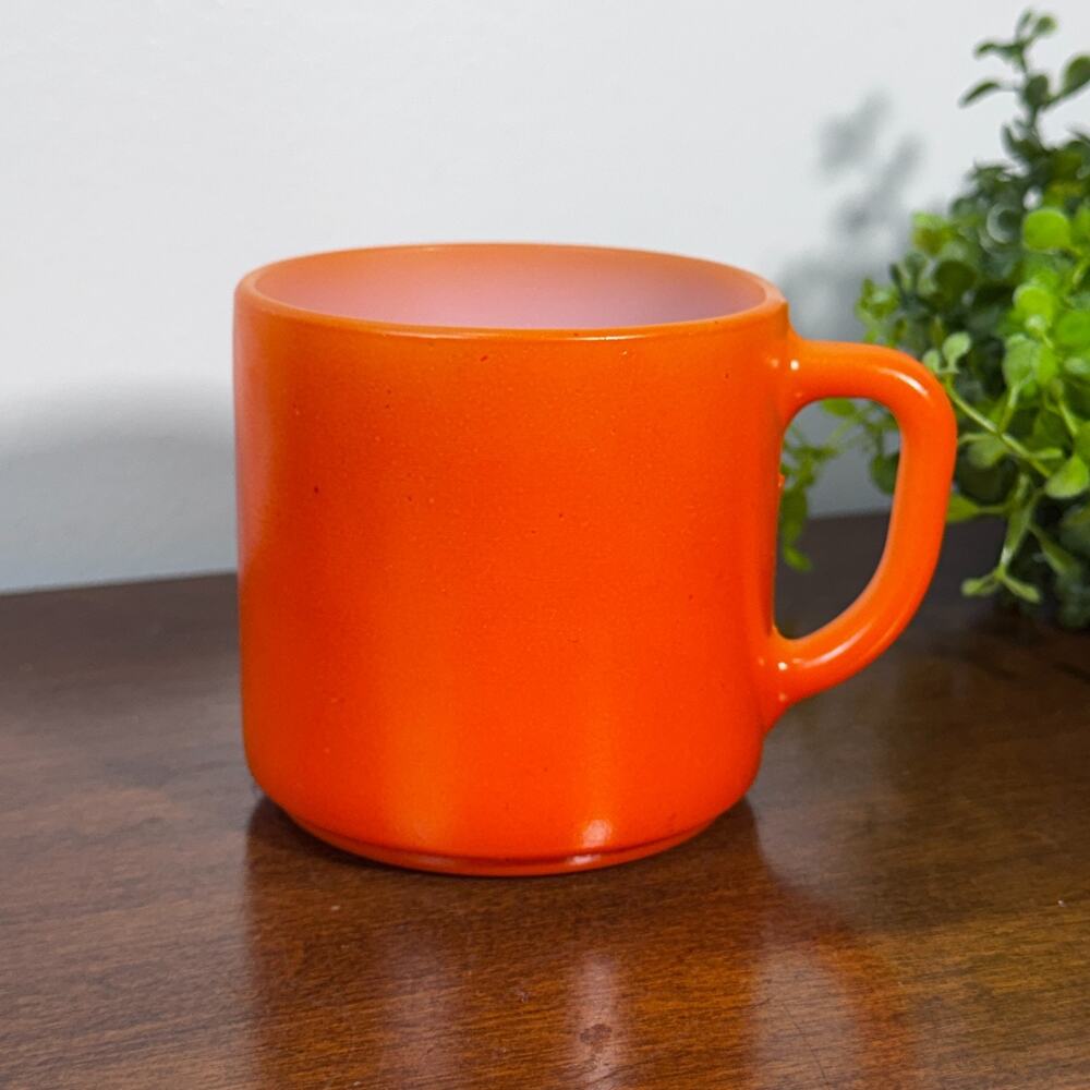 Vintage Federal Orange Milk Glass Coffee Cup Mug Marked